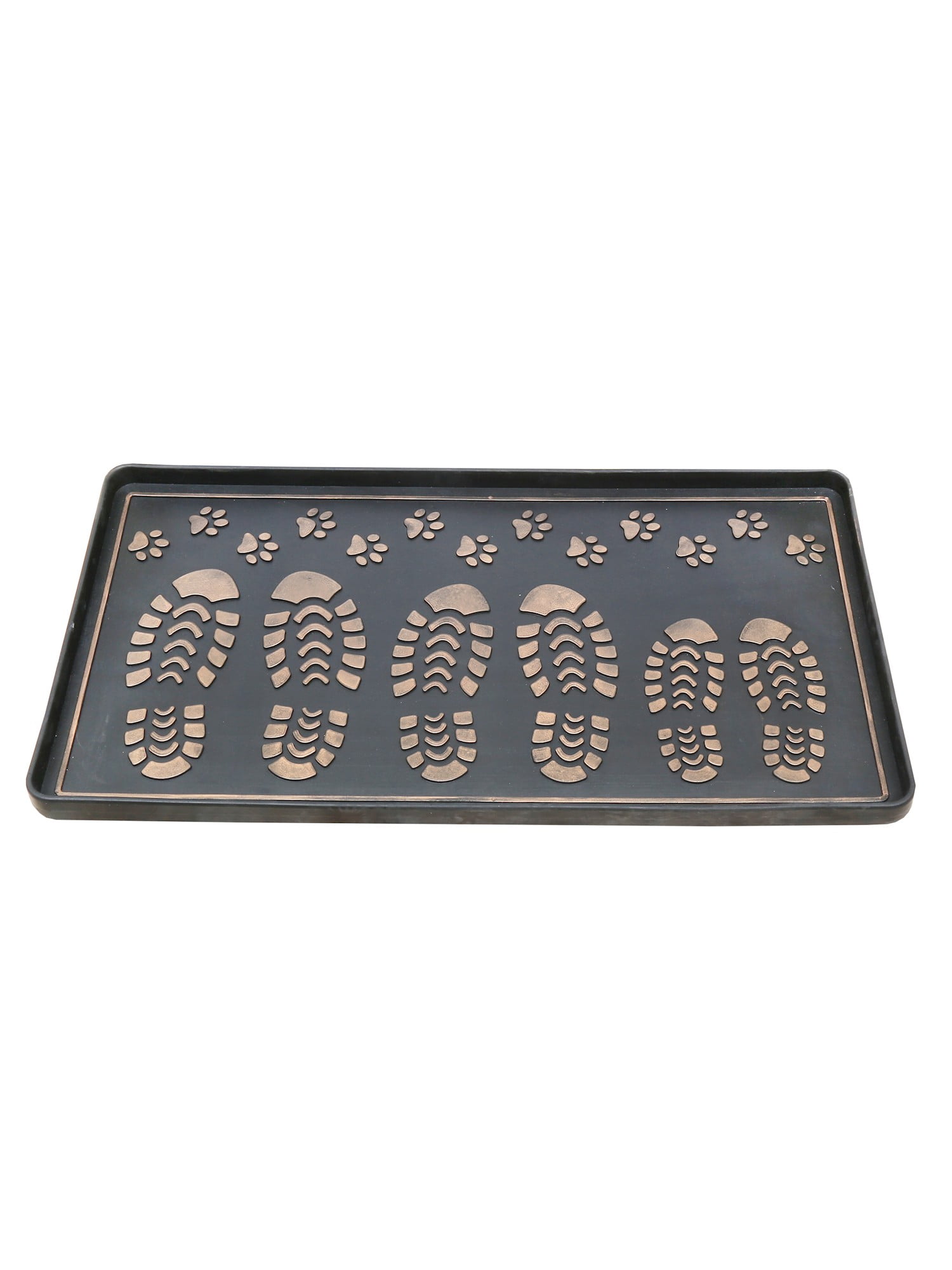 Extra Large Rubber Boot Tray Wet Shoe Mat 32" x 16", Footprints & Paws