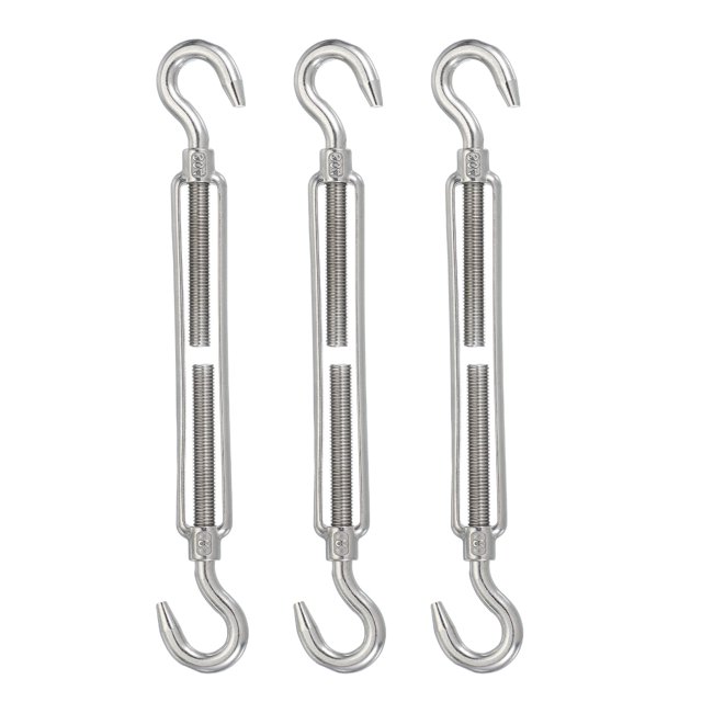 Uxcell Hook & Hook Turnbuckle, Stainless Steel 304 Adjustable Wire Rope Tensioner M12