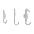 thumbnail image 4 of Danya B. White Cast Iron Nautical Ocean Figure Sculpture Decorative Utility Wall Hook Set of 3 - Seashell, Crab, Seahorse, 4 of 4