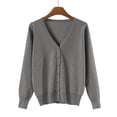 thumbnail image 5 of Garbnen Women Sweaters Cardigan Lightweight Button Down Women Long Sleeve Sweater V Neck Open Front Knit Fashion Clothes Gray XXL, 5 of 6