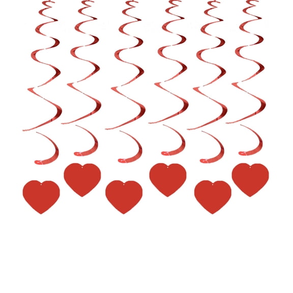 Yuarrent Remolinos colgantes de corazón , decoración de fiesta de plástico, adorno de aniversario de boda, accesorios de diseño, accesorios Kits de decoración para fiestas Corazón rojo brillante
