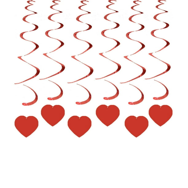 Injueey Remolinos colgantes de corazón, suministros de techo de hidromasaje, colgante de amor, decoración de fiesta atractiva, adorno, Kits de decoración para fiestas Corazón rojo brillante