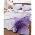 thumbnail image 3 of Quilts Twin XL Size, Marble Purple Soft Comforter Bedding Set for Bed, Gold White Modern Gradient Ocean Ripple Lightweight Quilted Bedspread with Pillow Cover(2 Pieces) for All Season, 68x98 Inch, 3 of 6