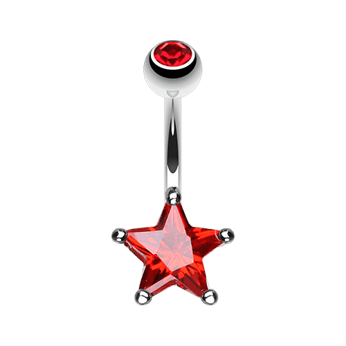 Classic Cubic Zirconia Star Prong Sparkle Belly Button Ring