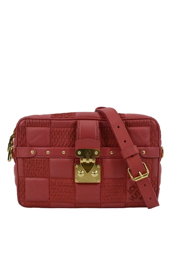 Pre-Owned LOUIS VUITTON Troca MM Damier Lambskin Leather Shoulder Bag Pink