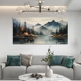 thumbnail image 2 of Aaheei Rustic Wall Art for Living Room Teal Mountain Tree Landscape Canvas Wall Art for Bedroom Office Decor, 2 of 6