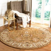 SAFAVIEH Classic Eleanora Oriental Wool Area Rug, Gold/Beige, 6' x 6' Round