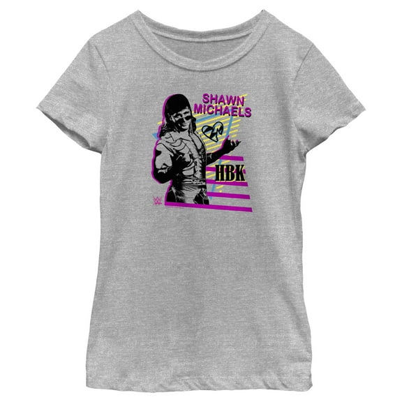 Girl's WWE Shawn Michaels HBK Graphic Tee Athletic Heather X Small