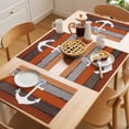 thumbnail image 5 of White Anchor Placemats Set&nbsp;of&nbsp;6 Costal Orange Stripes Wood Grain Bottom Heat Insulation Washable Place Mats, Non-Slip Table Mats for Dining Table Party Kitchen Decor,13x19 Inch, 5 of 9