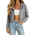 thumbnail image 3 of Bovxnpu Womens Zip Up Hoodies Oversized Sweatshirts Hooded Drawstring Long Sleeve Sweatshirt Zipper Pocket Casual Coat Fall Outfits, 3 of 9