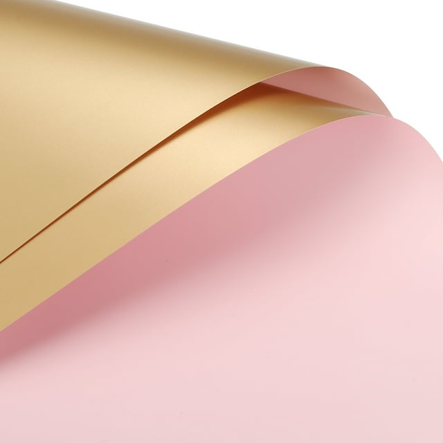 Unique Bargains Double Sided Color Flower Wrapping Paper Lotus Color+Gold 22.8'x22.8' Waterproof 20 Pack