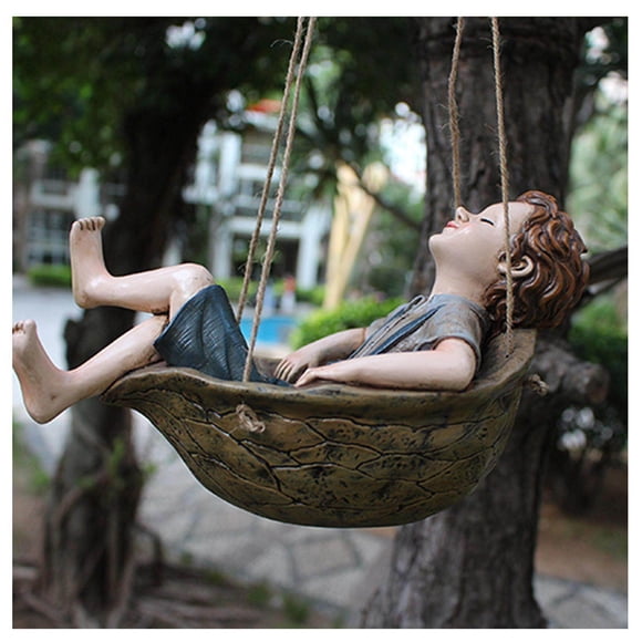 Garden Walnut Boy Statue Figurine Animal Simulation Adorable Hanging Lawn Yard Tree Decoration