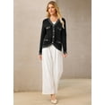 thumbnail image 3 of DARING DIVA Women's Contrast Trim Knit Ribbed Cardigan Sweater S Black, 3 of 7