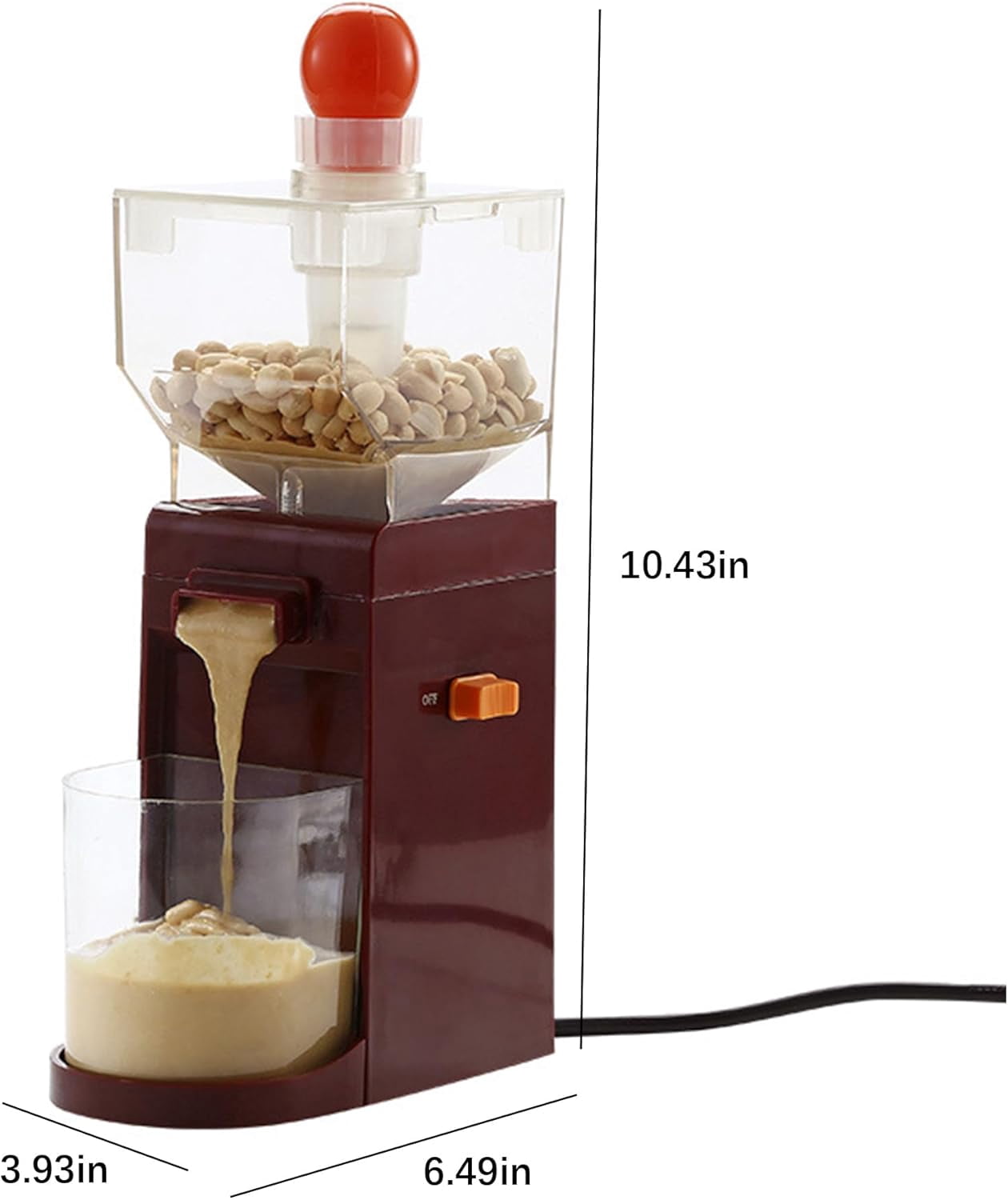 Electric Peanut Butter Maker: 500Ml Portable Small Peanut Butter Machine, Nut Grinder with Anti-Slip Base - 120W Strong Motor Power Food Processor for Coffee Corn Cashew Hazelnut Grain Mill