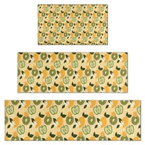 Yellow Lemon Fruit Mixed Fruits Yellow Pattern Kitchen Rugs Sets Of 3,Kitchen Runner Rugs Non Skid Washable,Decorative Kitchen Floor Mats for Kitchen,Sink,Laundry,17"x30"  17"x47"   17"x59"