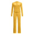 thumbnail image 5 of larppty Women's Velour Tracksuit Set - Zip-Up Hoodie & Wide Leg Cotton Blend Y2K Sweatsuit（Yellow， XXL）, 5 of 6