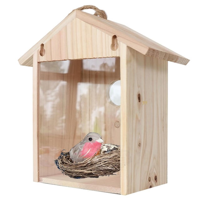 Comedero para pájaros, caja nido colgante de madera, jaula para ventana exterior con ventosas