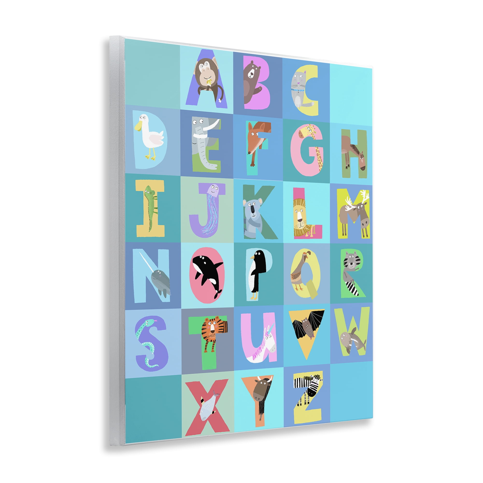 Stupell Industries Animal Alphabet in Blue Wall Plaque Art, design by Carla Daly