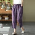 thumbnail image 7 of Sokhug Capri Pants for Women Cotton Blend Drawstring Elastic Waist Breathable Loose Fit Summer Trousers with Pockets, 7 of 7