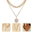 thumbnail image 3 of Collar de mujer apilable de doble capa con cadena de luna y estrella para el cuello, 3 of 8