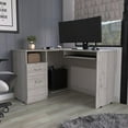 thumbnail image 3 of FM FURNITURE Raleigh L Shaped Desk Light Gray Engineered Wood, 3 of 5