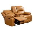 thumbnail image 4 of Gewnee Leather Manual Reclining Loveseat with 2 Recliners and Cup Holders,Brown, 4 of 8