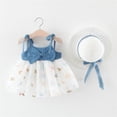 thumbnail image 2 of Toimothcn Robe Sans Manches pour Filles, Imprimé Floral, Nœud Plissé, avec Chapeau, Douce, Adorable, Robe de Princesse, Confortable, 3-12 Mois, 2 of 9