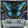 thumbnail image 4 of Blue Butterfly Tapestry Boho Floral Tapestries Botanical Moon Phase Tapestry Aesthetic Large Tapestry Teal Wall Tapestry for Bedroom Living Room Dorm, 4 of 6