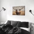 thumbnail image 2 of Longhorn Cow Canvas Wall Art, Rustic Western Cattle Painting Print, Farmhouse Animal Artwork for Living Room Bedroom Office Decor, Ready to Hang, 2 of 6