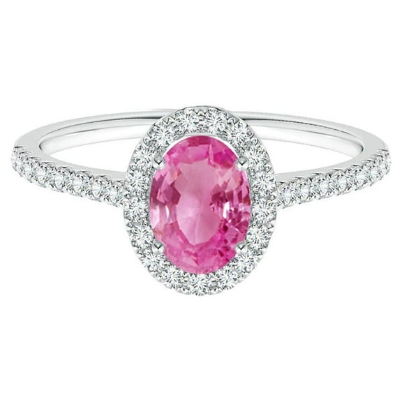 1 Ctw Oval Pink Tourmaline 925 Sterling Silver Solitaire Accents Women Engagement Ring