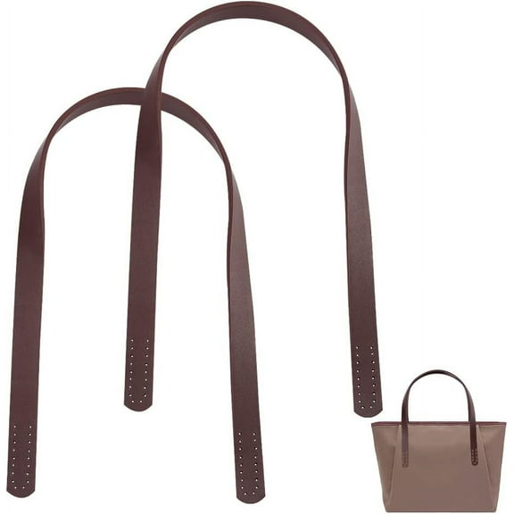 2pcs Imitation Leather Bag Strap 24" Sew on Bag Handles 0.7" Wide Shoulder Bag Strap Replacement Bag Straps Handle with Holes for Handbag Purse Wallet Repair Replacement Coconut Brown
