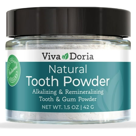 Viva Doria Natural Tooth Powder,  1.5 oz glass jar
