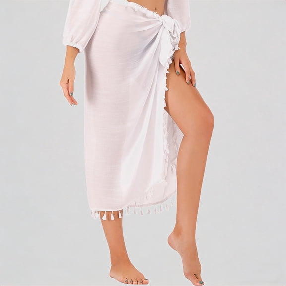 Daznico Women Swimsuit Cover Up Summer Solid Beach Wrap Skirt Swimwear Bikini Cover Up Skirt Beach Towel,One Size