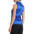 thumbnail image 3 of MODA NOVA Satin Work Blouses for Juniors Collar Sleeveless Button Down Shirts Royal Blue S, 3 of 6