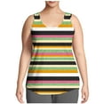 thumbnail image 2 of Tank Tops for Women Striped Oversize Tank Top with Crew Neck Sleeveless Womens Tops 4 Way Stretch Spaghetti Straps Basic Essentials Beach Summer Vacation Plus Size L-5XL, 2 of 7