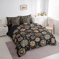thumbnail image 3 of Homewish Vintage Bohemian Flower Twin Bedding Sets 7-Piece, Black Orange Bedding Comforter Set, Hippie Plant Botanical Reversible Sheet Sets, Microfiber Bedroom Decor, 3 of 7