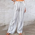 thumbnail image 5 of Casual Pants for Women Drawstring Striped Loose Wide Leg Trousers with Large Pockets, 5 of 6