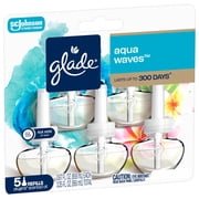 Glade PlugIns Scented Oil 5 Refills, Air Freshener, Aqua Waves, Essential Oil Infused Wall Plug In, 3.35 FL oz, 5 Refills
