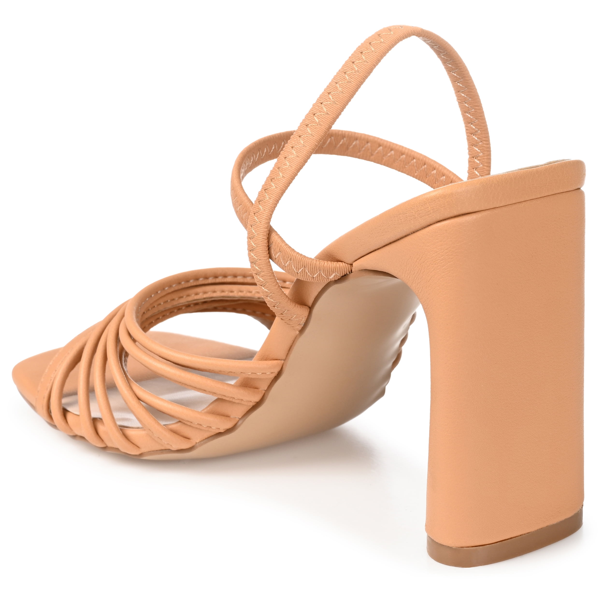 Journee Womens Hera Open Square Toe High Block Heel Sandals