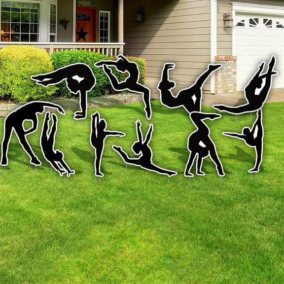 VictoryStore Gymnastics Black Silhouette Yard Signs, Set of 10