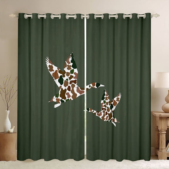 Feelyou Camouflage Duck Black Out Curtains, Wildlife Curtains Pack of 2 (42x63 Each)