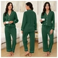 thumbnail image 6 of Womens Cotton Pajama Sets with Long Sleeves Button Down Pajama Set for Women 2pcs Women Soft Sleepwear Set with Long Pants Womens Casual Loungewear Sets with Pockets, S-XXL, 6 of 10