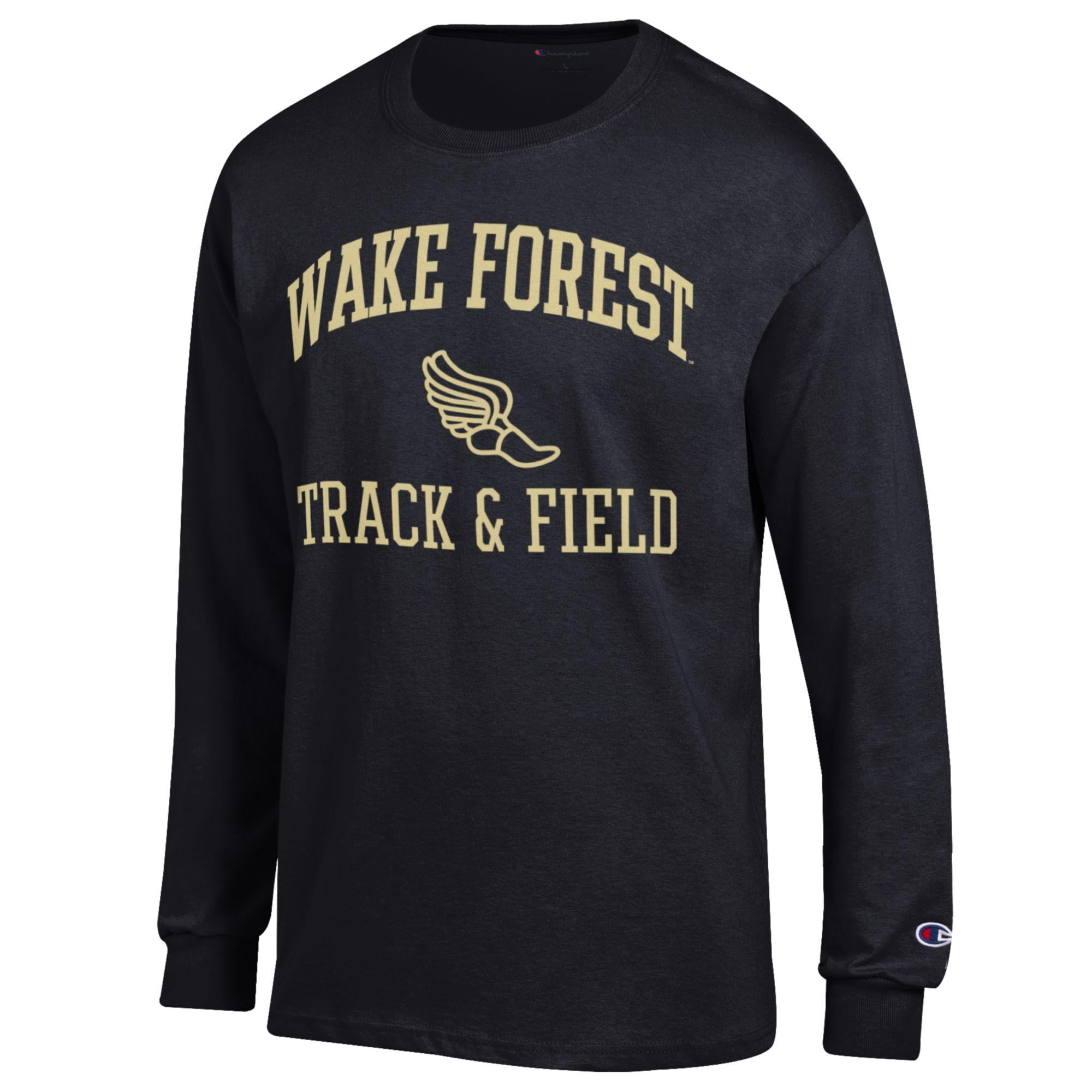 Men's Champion  Black Wake Forest Demon Deacons Track & Field Icon Long Sleeve T-Shirt