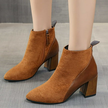

New Years Eve Outfit Womens Boots Shoes Winter Snow Boots For Womenshoes Boots Pointed Suede Women S Fashion Side Boots Stitching Ankle Zipper Women S Boots Gifts For Women Her Bir