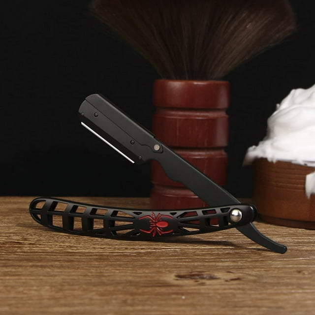 Navaja de afeitar manual plegable vintage para hombre, cuchillo para trinchar y peinar el cabello, cuchillo de afeitar con mango hueco personalizado