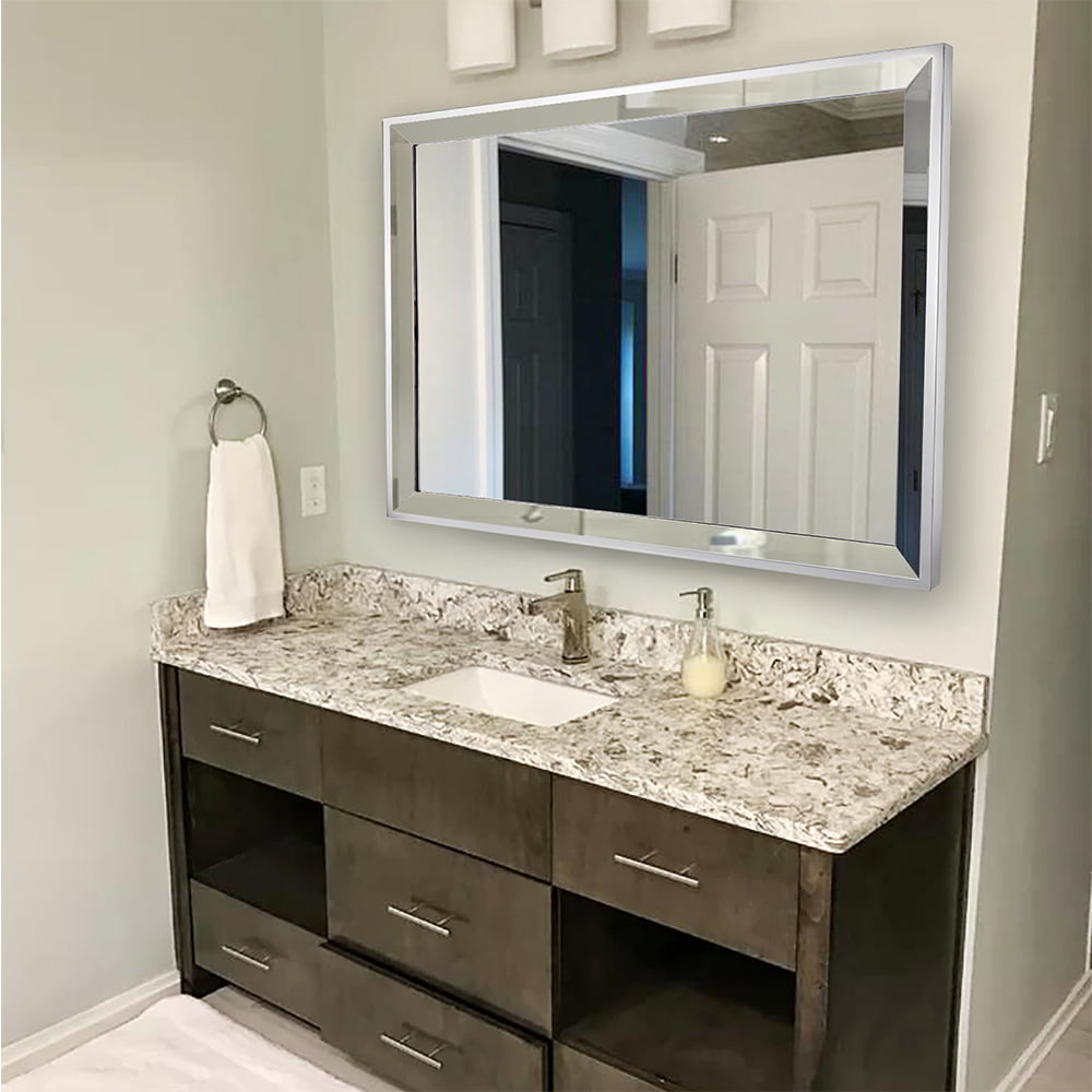 Chende Rectangle Wall Bathroom Mirror, Large Beveled Edge Wall Mirror