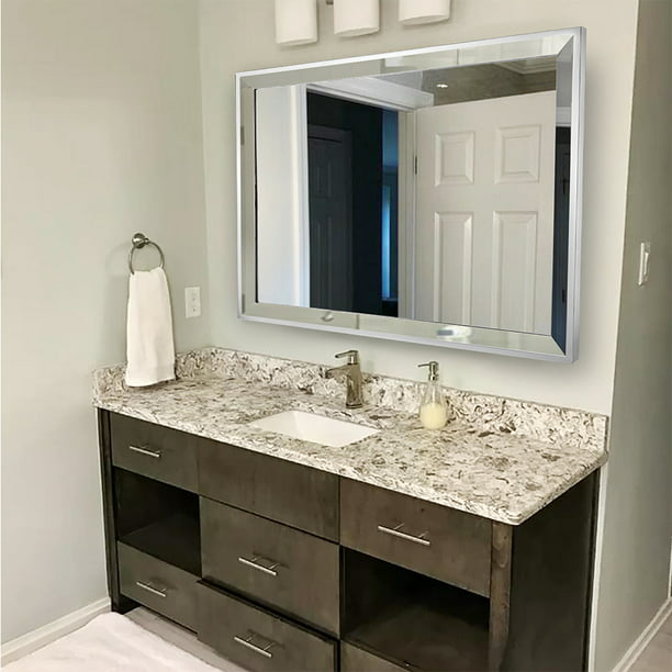 Chende Rectangle Wall Bathroom Mirror, Big Framed Bathroom Mirrors