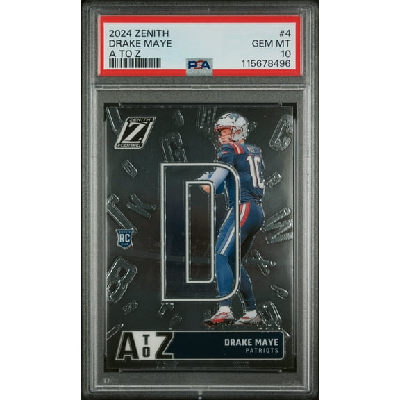 Graded 2024 Panini Zenith Drake Maye #4 A to Z Rookie RC Football Card PSA 10 Gem Mint