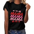 thumbnail image 2 of Top casual de manga corta con cuello redondo y estampado de letras en color sólido para el día de la madre de primavera y verano para mujer OAVQHLG3B Store  lin121212, 2 of 5