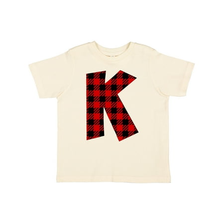 

Inktastic Red Buffalo Plaid Initial K Gift Toddler Boy or Toddler Girl T-Shirt